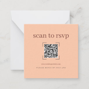 Pequeña Tarjeta de RSVP de Boda Moderna Coral Melocotón Có