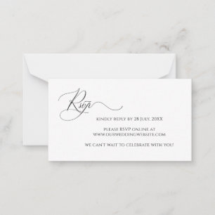 Pequeña Tarjeta de RSVP de Boda Simple y Elegante