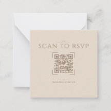 Tarjeta de RSVP en línea con código QR moderno bei