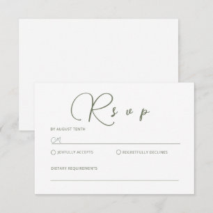 Pequeña Tarjeta de RSVP Verde Mínimo Sage