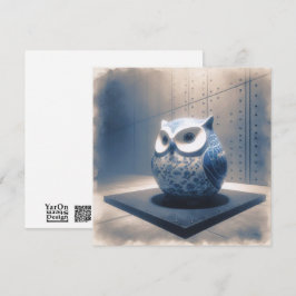 Pequeña Tarjeta de saludo Blue Porcelain Owl