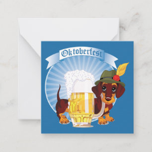 Pequeña Tarjeta de saludo de cerveza y perro Oktoberfest