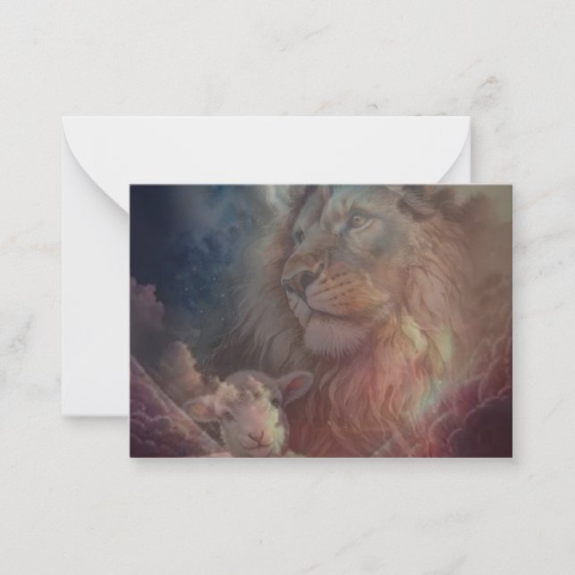 Pequeña Tarjeta de saludo de León y Cordero (Anverso)