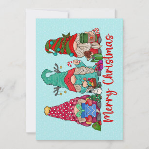 Pequeña Tarjeta de saludo de los Navidades Gnomes Trio