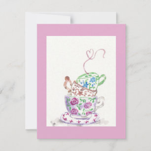 Pequeña Tarjeta de saludo de tazas de té