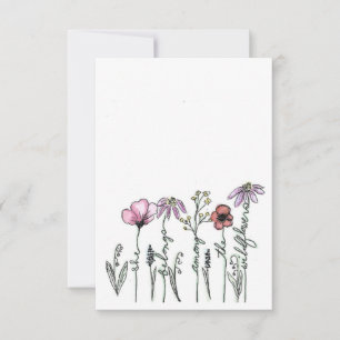 Pequeña Tarjeta de saludo del boho wildflower sketch
