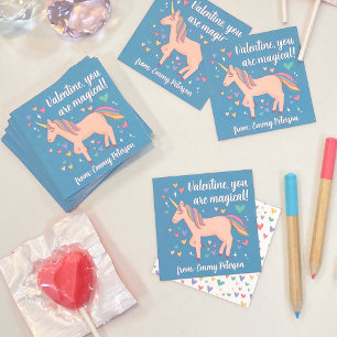 Pequeña Tarjeta de San Valentín Blue Magical Unicorn para