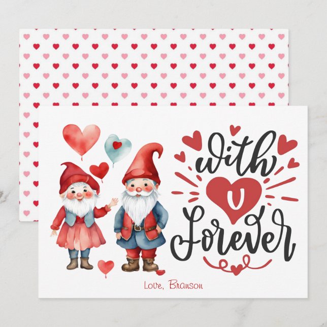 Pequeña Tarjeta de San Valentín Cute Gnome (Anverso / Reverso)