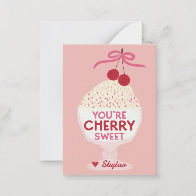 Pequeña Tarjeta de San Valentín de Aula Cereza Dulce (Anverso)