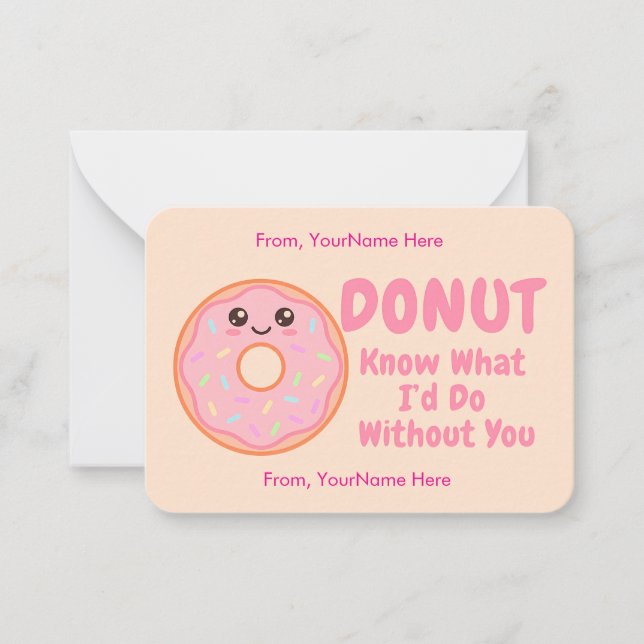 Pequeña Tarjeta de San Valentín de clase con donut adorabl (Anverso)