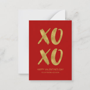 Pequeña Tarjeta de San Valentín de clase XOXO de Relieve m