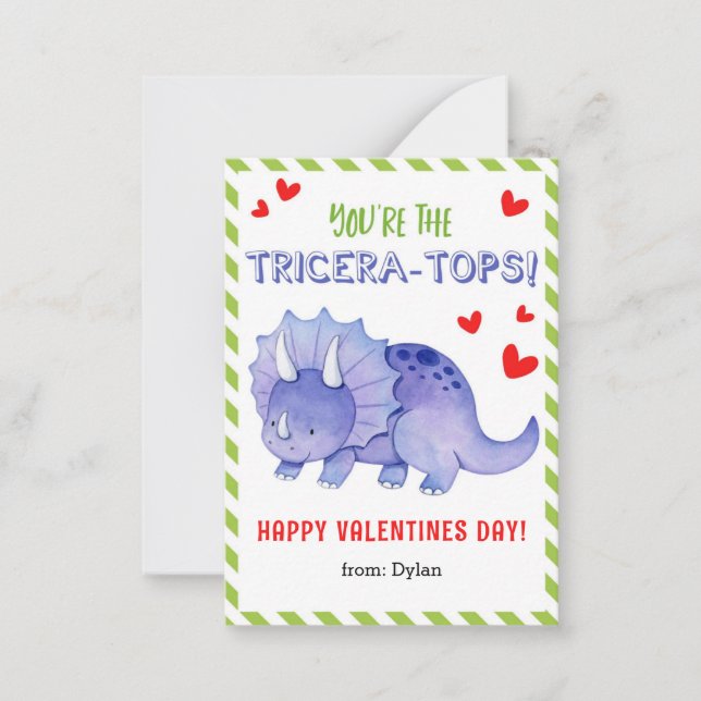Pequeña Tarjeta de San Valentín de Dinosaur School para ni (Anverso)