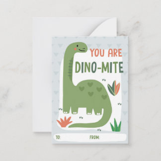 Pequeña Tarjeta de San Valentín de dinosaurio para clase d