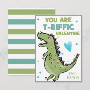Pequeña Tarjeta de San Valentín de Dinosaurio para los niñ