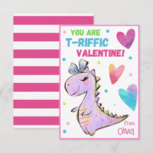 Tarjeta de San Valentín de Dinosaurio para niños q