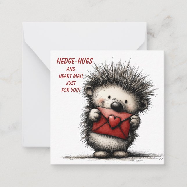 Pequeña Tarjeta de San Valentín de Erizo Adorable  (Anverso)