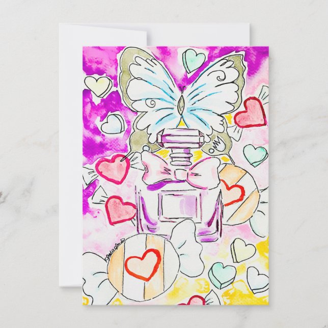 Pequeña Tarjeta de San Valentín de Mariposa (Anverso)