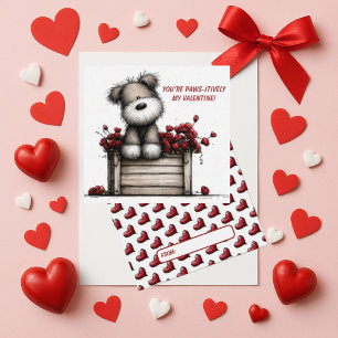 Pequeña Tarjeta de San Valentín de Perro Esponjoso para Ni