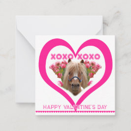 Pequeña Tarjeta de San Valentín de pony bonito en rosa par