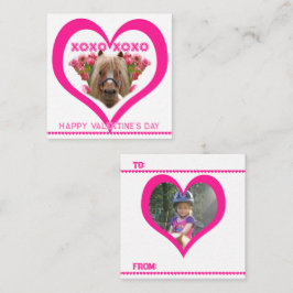 Pequeña Tarjeta de San Valentín de pony bonito en rosa par