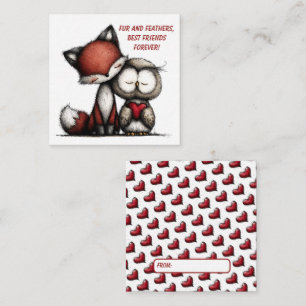 Pequeña Tarjeta de San Valentín de Zorro y Búho
