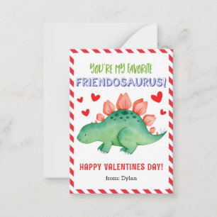 Pequeña Tarjeta de San Valentín Dinosaurio para niños en a