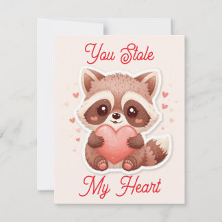 Pequeña Tarjeta de San Valentín Mapache Robaste Mi Corazón