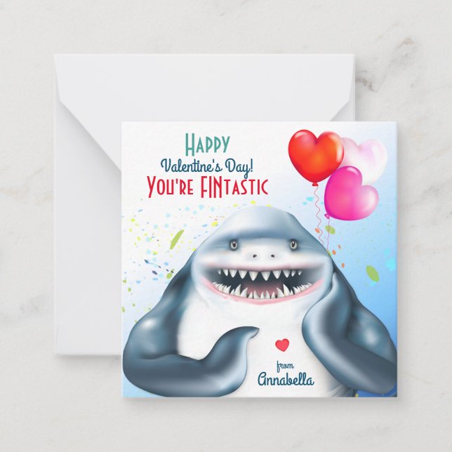 Pequeña Tarjeta de San Valentín para niños con fintastic d (Anverso)