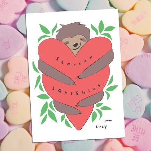 Pequeña Tarjeta de San Valentín Roja de Sloth Squishies Mi