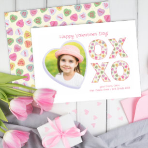 Pequeña Tarjeta de San Valentín XOXO Heart Photo Classroom