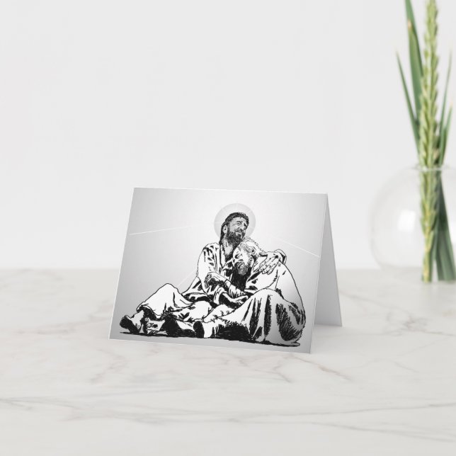 Pequeña tarjeta de simpatía con Abrazo a Jesús (Anverso)