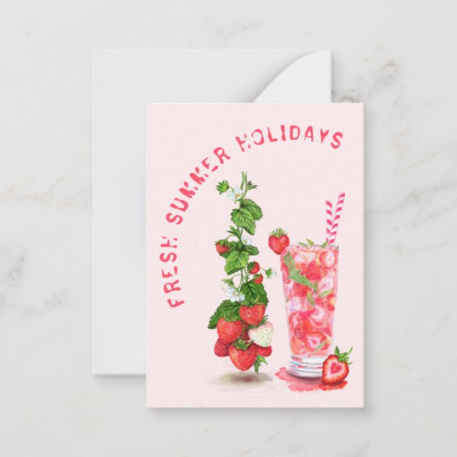 Pequeña Tarjeta de vacaciones de verano con bebida fresca  (Anverso)