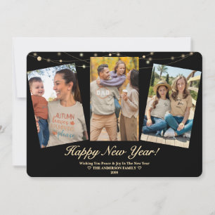 Pequeña Tarjeta de vacaciones elegante con 3 fotos para Añ