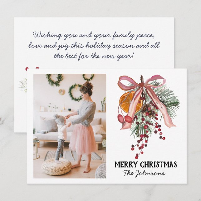 Pequeña Tarjeta de vacaciones para Navidades fotográficos  (Anverso / Reverso)