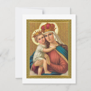 PEQUEÑA TARJETA DE VINTAGE MADONNA Y NAVIDADES INFANTILES