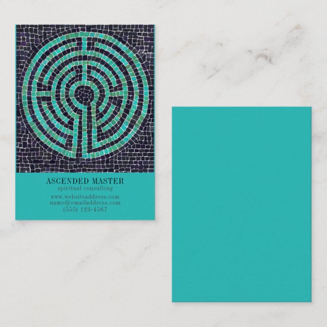 Pequeña Tarjeta de visita LABYRINTH III 3.5x2.5 - Turquesa (Anverso / Reverso)