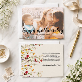 Pequeña Tarjeta del Día de la Madre con texto elegante y f