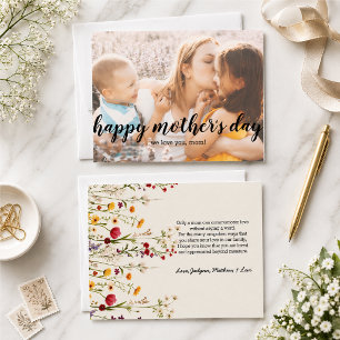 Pequeña Tarjeta del Día de la Madre con texto elegante y f