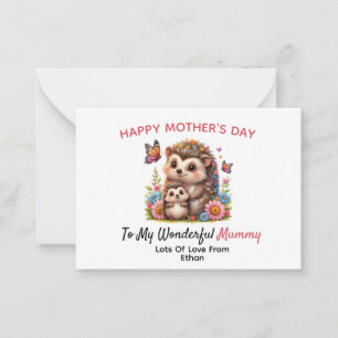 Pequeña Tarjeta del Día de la Madre de Erizo Para una Ma