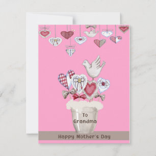 Pequeña Tarjeta del Día de la Madre para la abuela en rosa