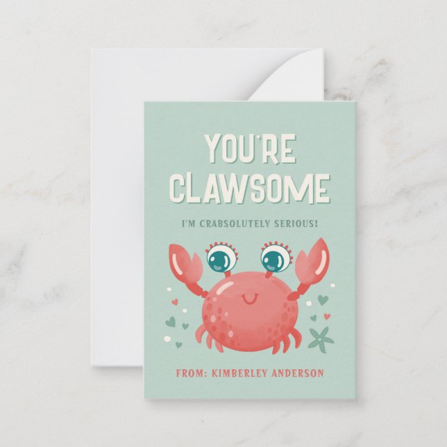 Pequeña Tarjeta del Día de San Valentín de Aula Clawsome (Anverso)