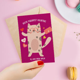 Pequeña Tarjeta del Día de San Valentín de gato lindo para