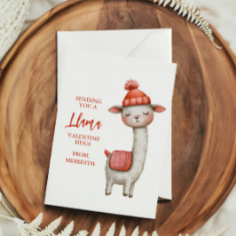 Pequeña Tarjeta del Día de San Valentín de Llama Adorable 
