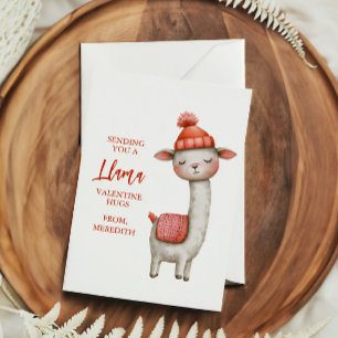 Pequeña Tarjeta del Día de San Valentín de Llama Adorable