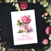 Tarjeta del día de San Valentín de rosa rosa en un