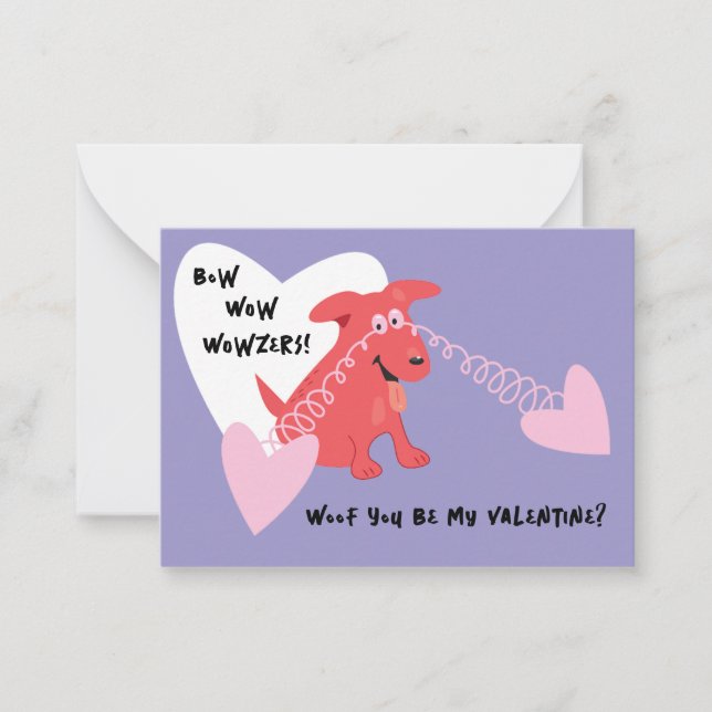 Pequeña Tarjeta del Día de San Valentín para niños Bow Wow (Anverso)