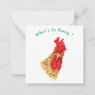 Pequeña Tarjeta divertida con gallo sorprendido - texto Pe