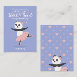 Pequeña Tarjeta El día de San Valentín Ballerina Panda Kid