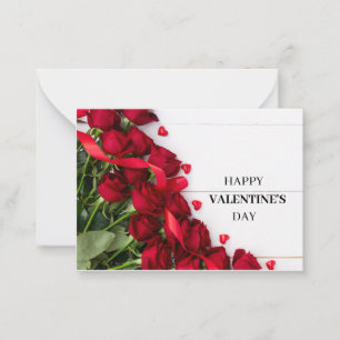 Pequeña Tarjeta el día de San Valentín de rosas rojas