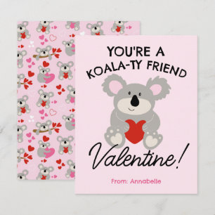 Pequeña Tarjeta escolar del Día de San Valentín del oso ko